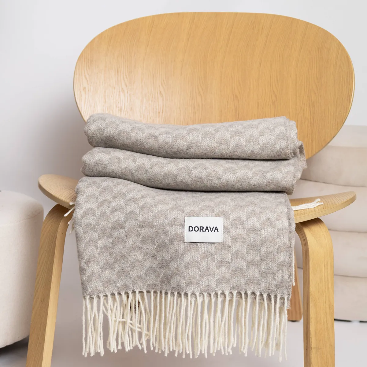vlnená deka z merino vlny Liora gray beige